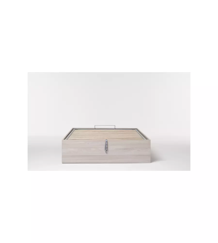 Letto 1 piazza e mezza "bed box" olmo naturale con rete e contenitore, 120x190 cm